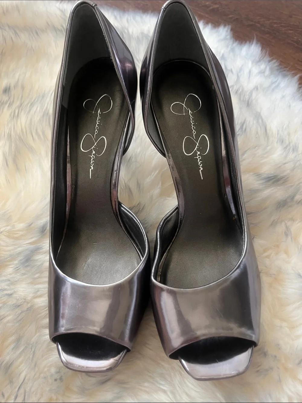 NEW Jessica Simpson Iridescent Purple Peep-Toe Heels